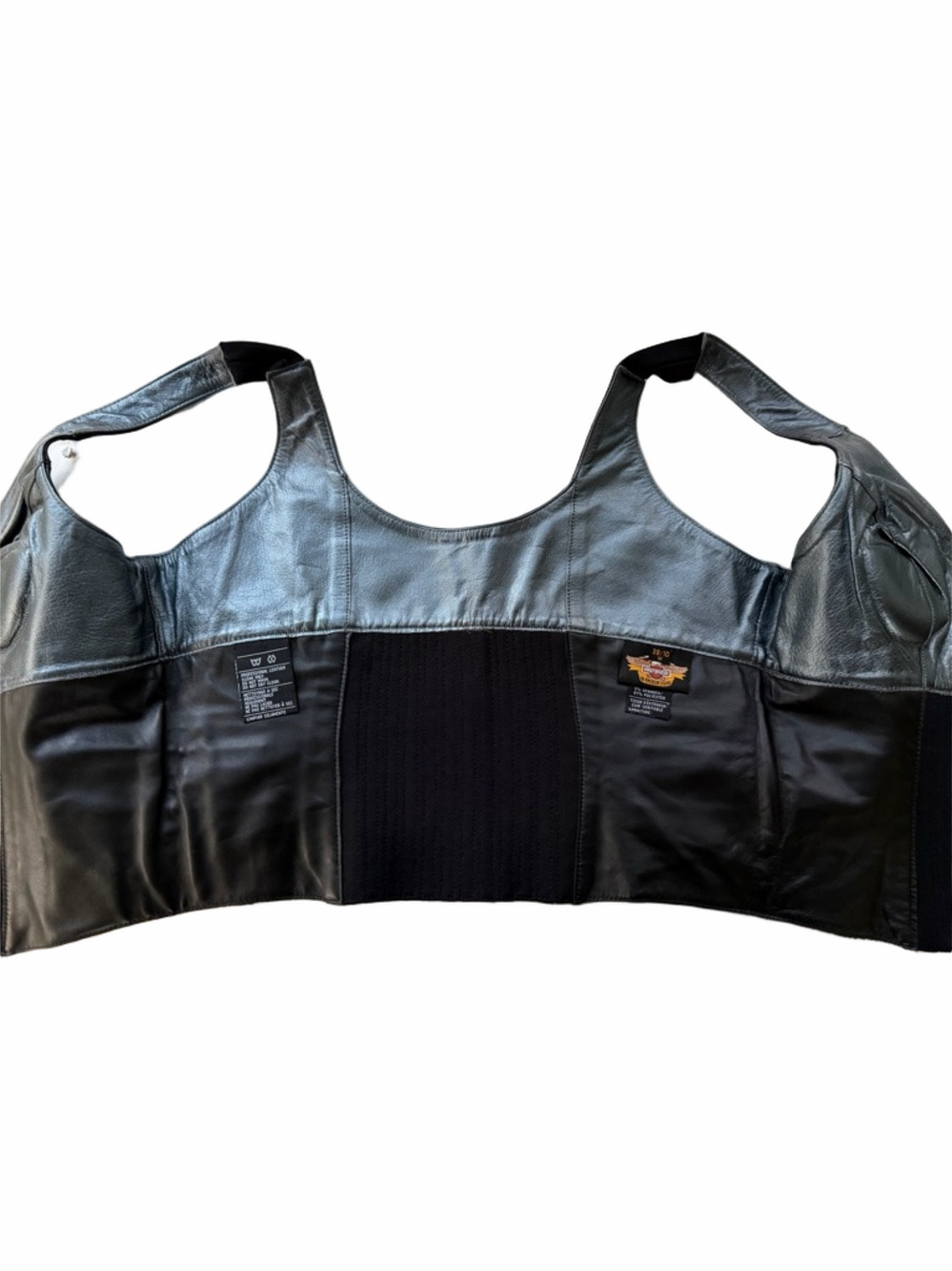 Harley Davidson Black Leather Motorcycle Biker Corset Vest Jacket Size 10 Zip Up - Picture 5 of 9